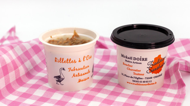 Rillettes d'oie et de Porc fermier de la Sarthe label rouge Tradition Sarthoise