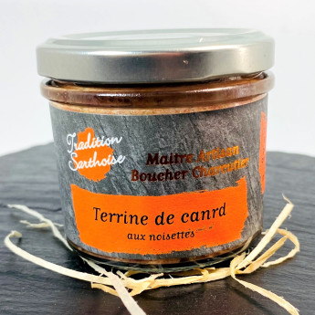 Terrine de canard origine France aux noisettes artisanale Tradition Sarthoise