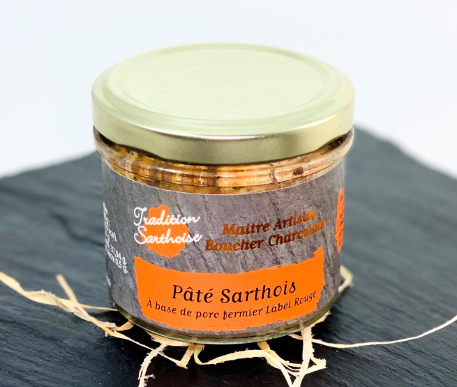Terrine pâté sarthois à base de porc fermier Label Rouge origine France Tradition Sarthoise