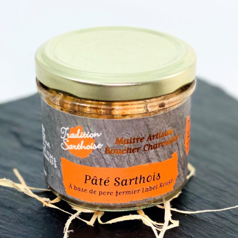 Terrine pâté sarthois à base de porc fermier Label Rouge origine France Tradition Sarthoise