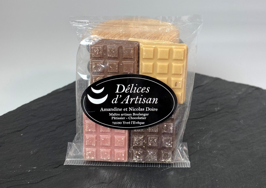 Mini tablettes chocolat assorties 40g Délices d'Artisan