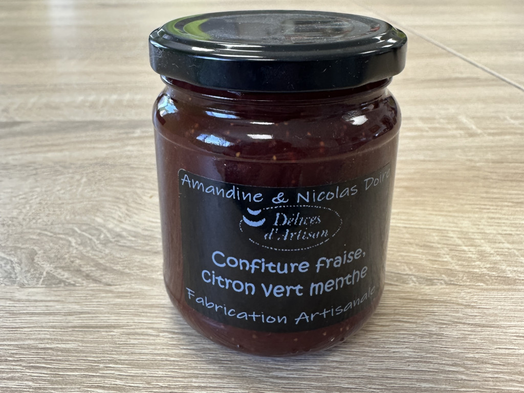 Confiture fraise citron vert menthe 230g Délices d'Artisan